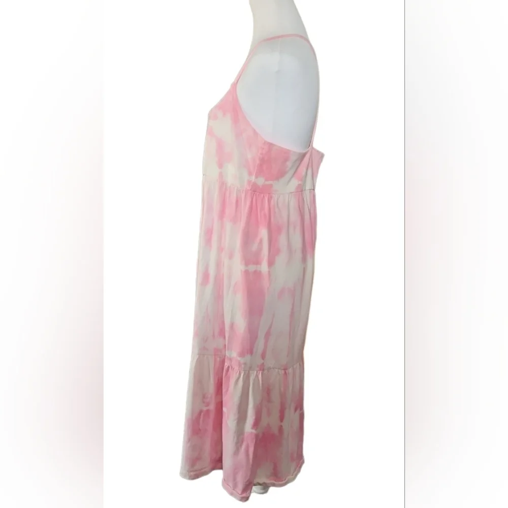 GAP Pink White Tie-Dye Midi Spaghetti Strap Babydoll Dress 100% Cotton PTP:18.5" - Picture 3 of 6